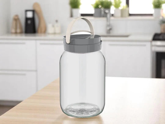 Glass Jar 2L with plastic cover and plastic handle