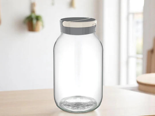 Glass Jar 3L with plastic cover and plastic handle