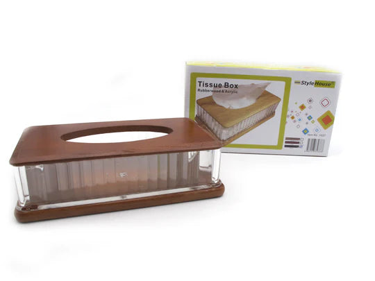 Acrylic Tissue Box with wooden lid