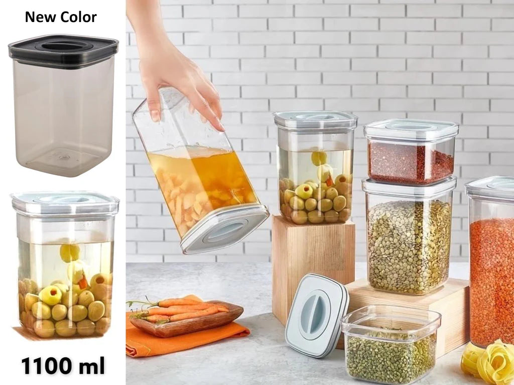 Airtight Liquid Sealed Always Fresh Acrylic Jar 1100ml