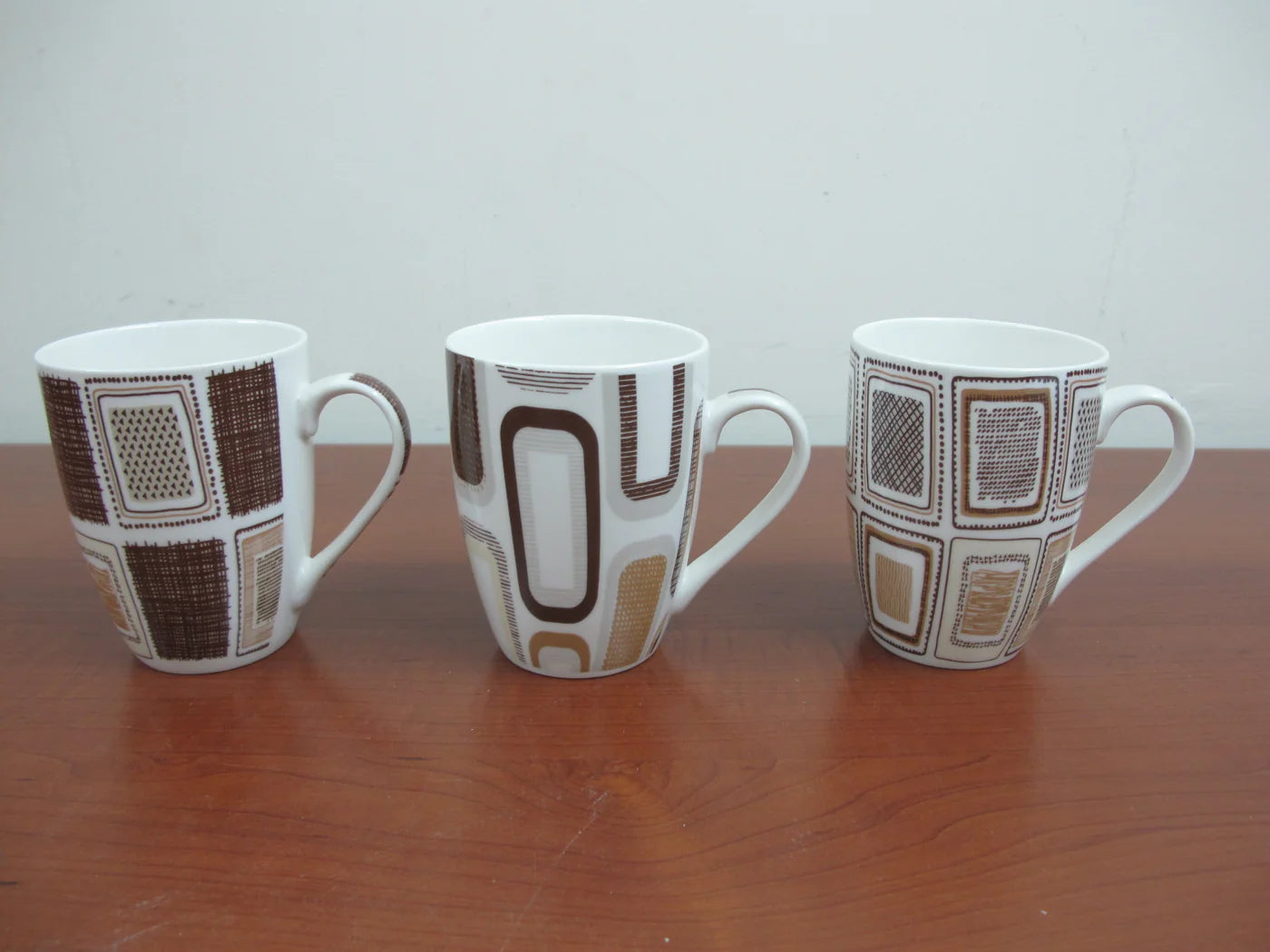 Brown Squares Design Porcelain Mug