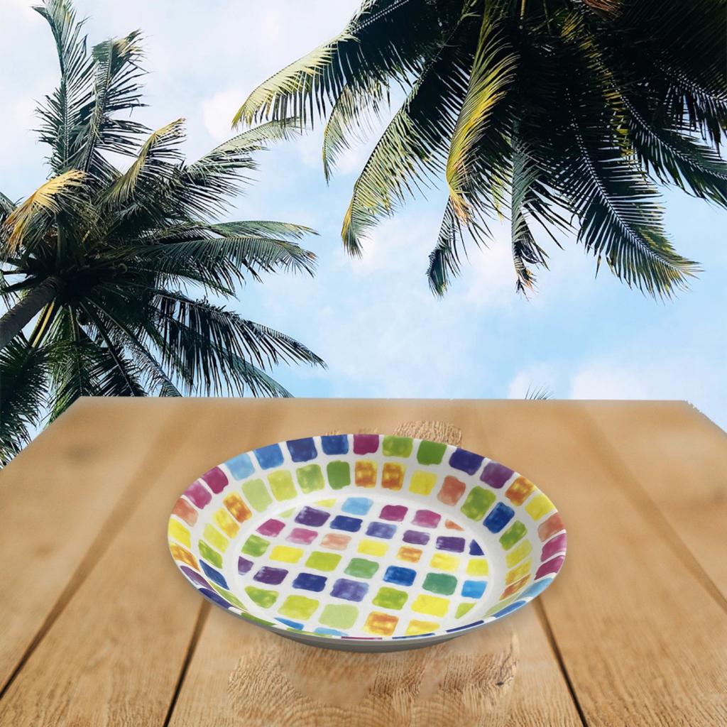 Colorful Squares Deep Melamine Plates X6.