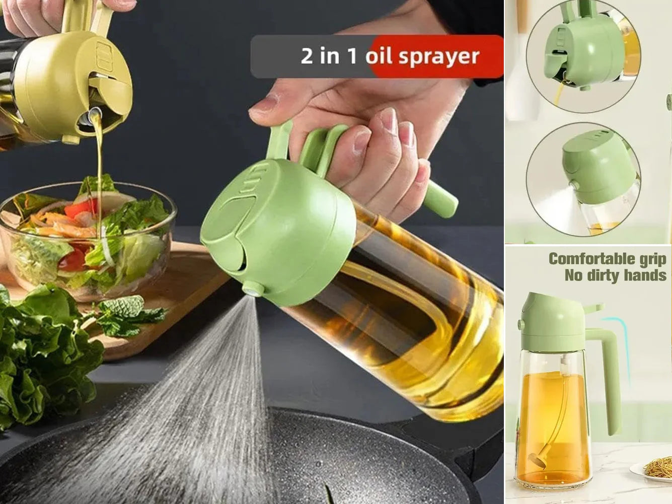 Glass Oil Sprayer and Pourer 2 in 1