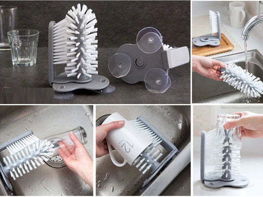 Glass Washer with Double Sided Bristle Brush