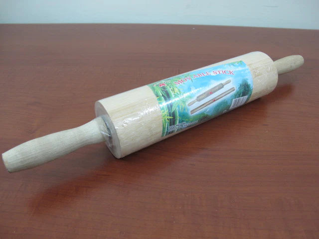 Large wooden rolling pin with rotating axes