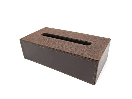 Leather with Fabric Tissue Box