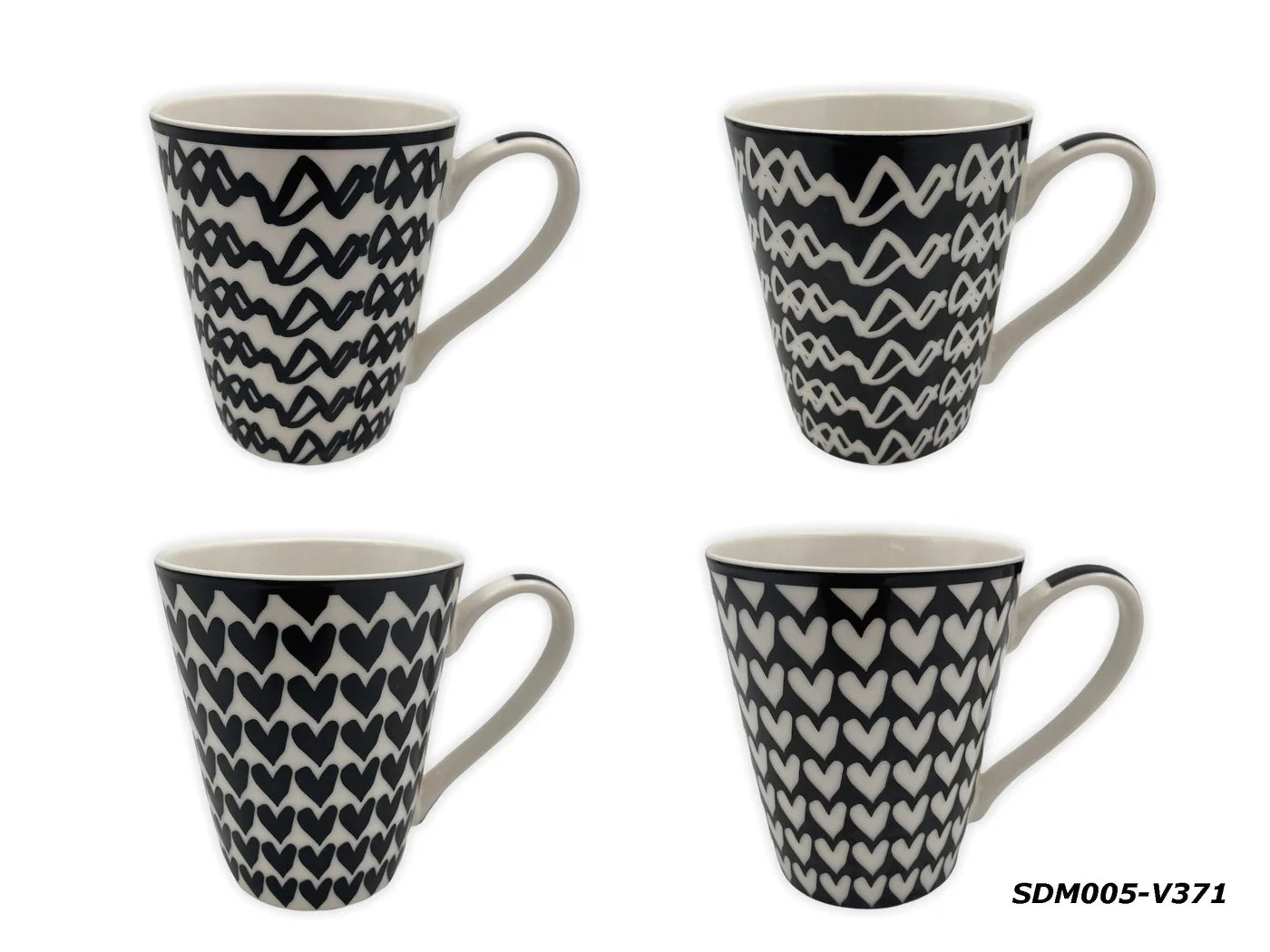 Porcelain Mug Black Patterns