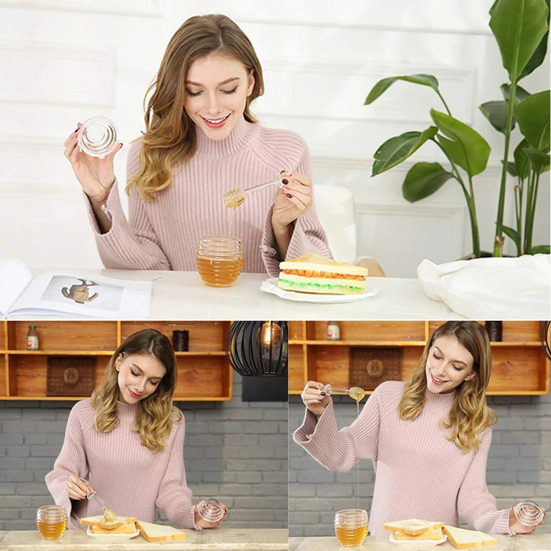 Plastic Honey jar with dipper