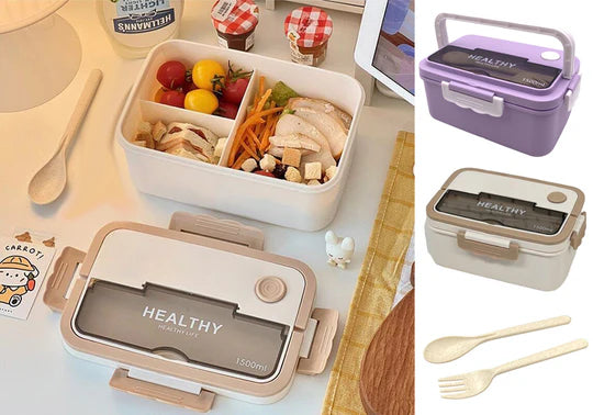 Rectangular Plastic Lunch Box with Cutlery