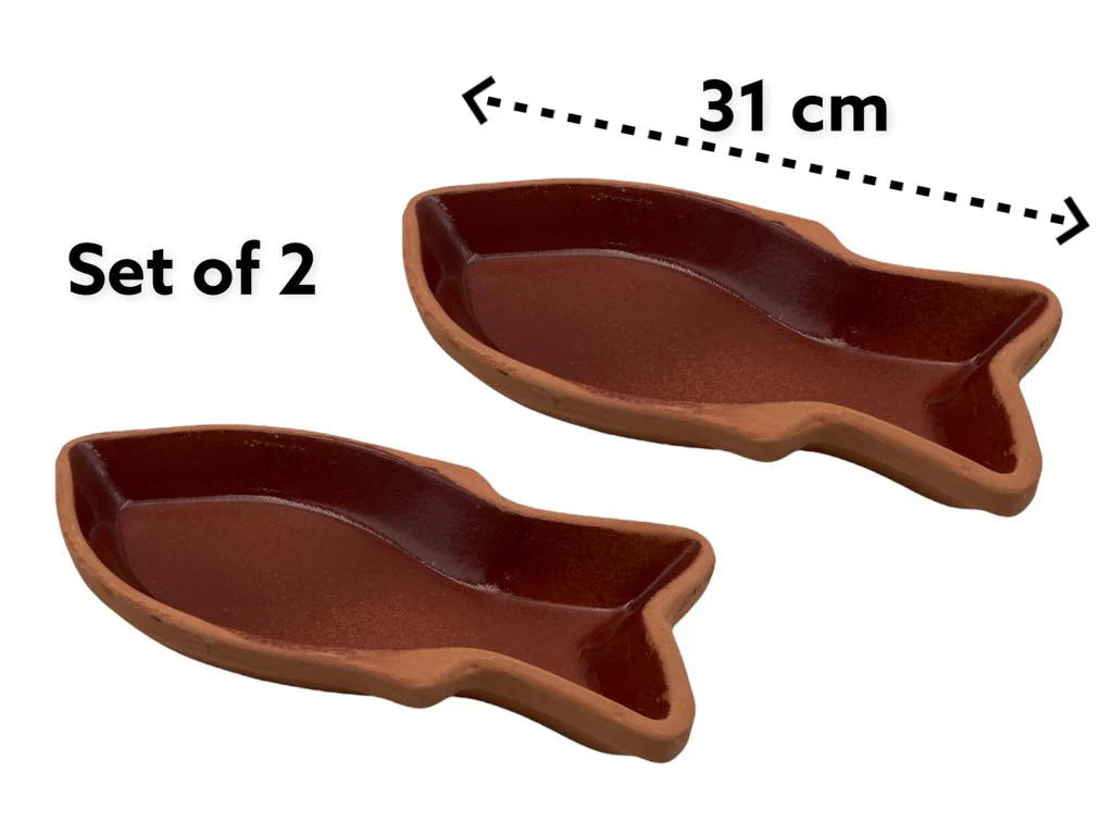 Set of fish shape clay bowls 31 cm