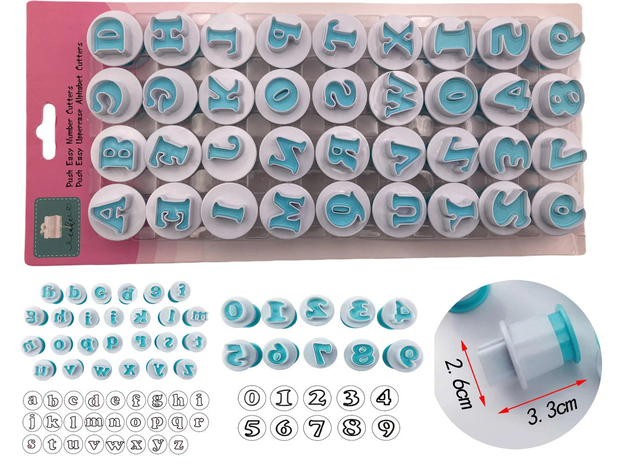 Set of plastic cutters letter and numbers 36 pcs