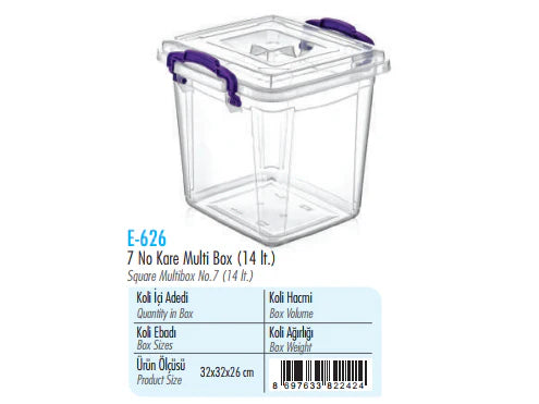 Squared Clear Storage Box 14 L
