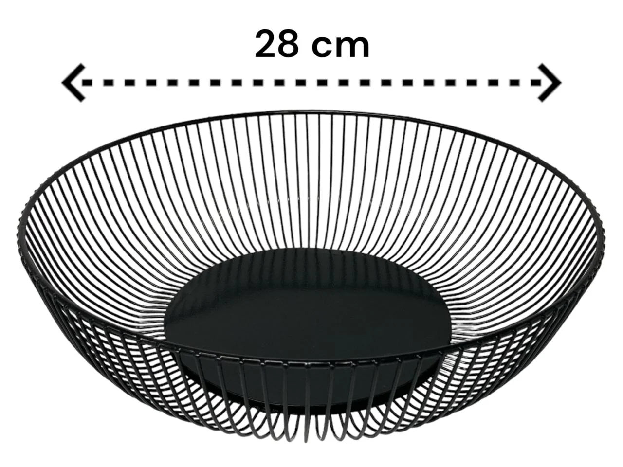 Wide Metal Fruit Basket Black