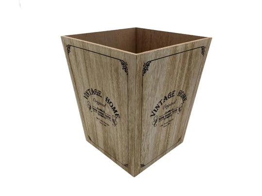 Wooden "Vintage Home" Waste Bin