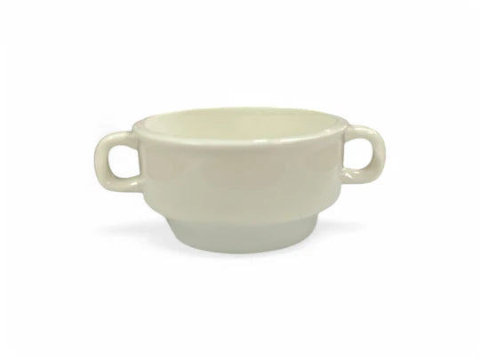 Porcelain bowl with handles full portion