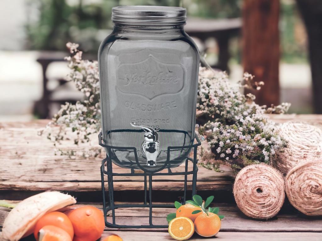 Fume Color Glass Beverage Dispenser; 4 lt