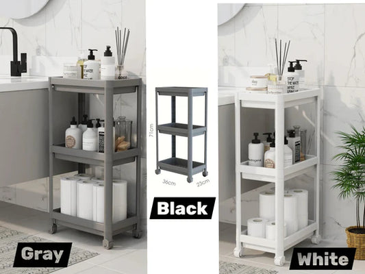 Multipurpose 3 tiers shelving unit with wheels