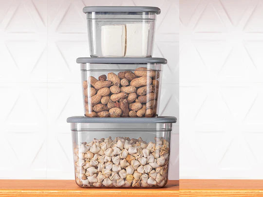 Set of 3 Poli Food Storage Box with Silicon Rim Cover