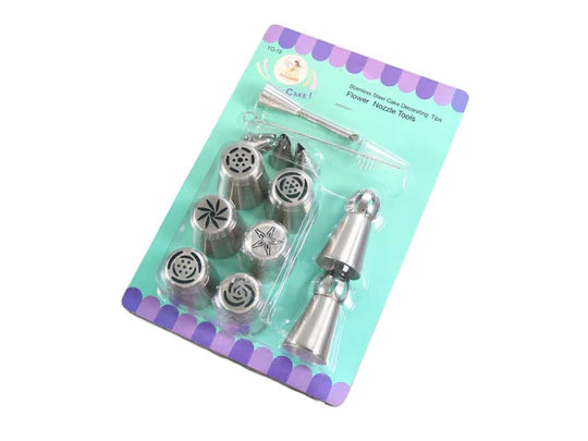 12 Stainless Steel Cream Bag Decoration Heads With Brush