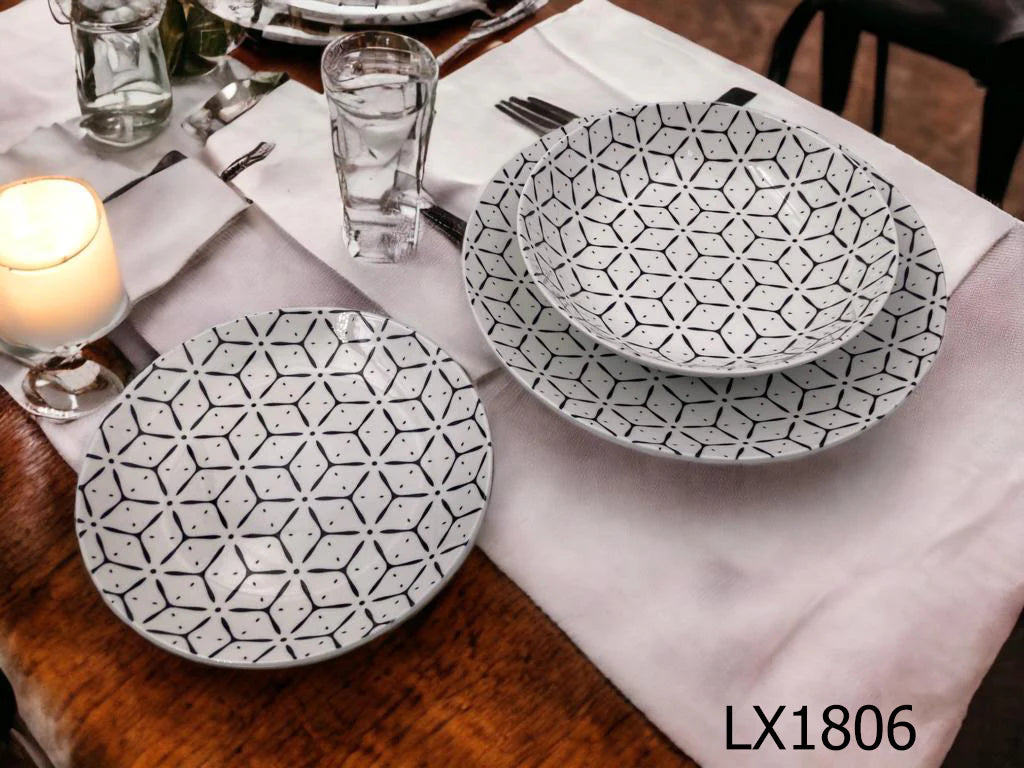 18 Pieces Dinner Set Full Pad Print