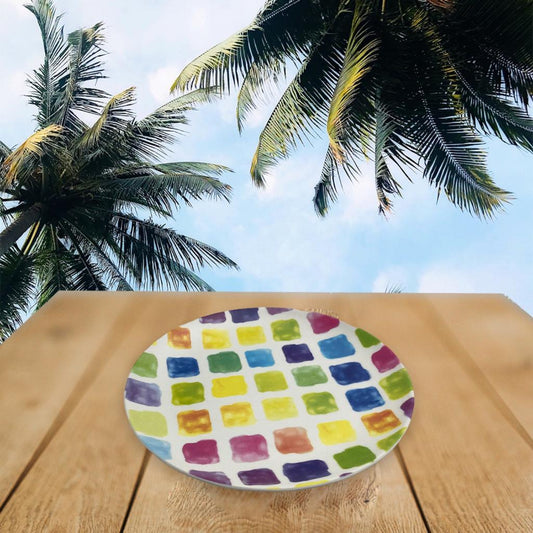 Colorful Squares Melamine Dessert Plates X6.