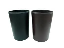 Large Classic Round Leather Trash Can