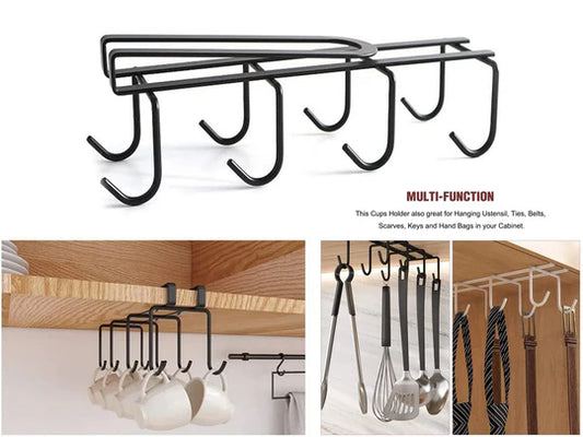 Eight Hooks Metallic Under Shelf Hangers