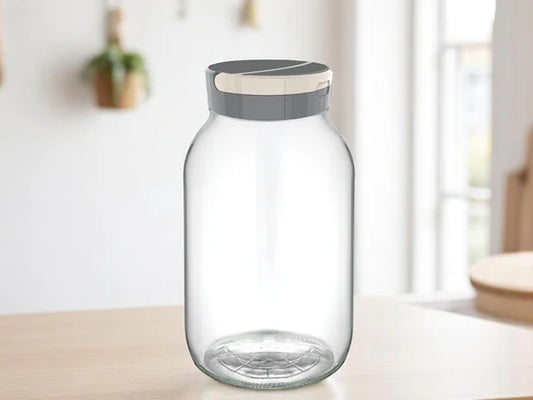 Glass Jar 3L with plastic cover and plastic handle
