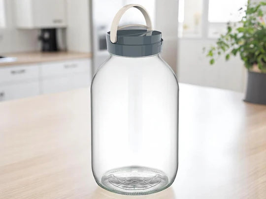 Glass Jar 5L with plastic cover and plastic handle