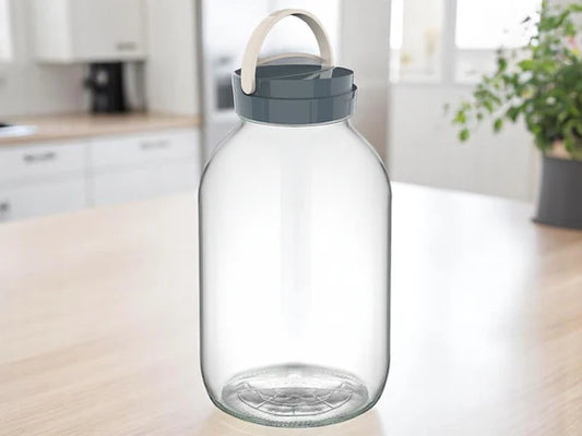 Glass Jar 5L with plastic cover and plastic handle