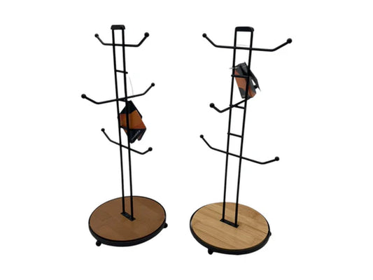 Dosthoff Iron Grid Mug Tree with Bamboo Base MB13