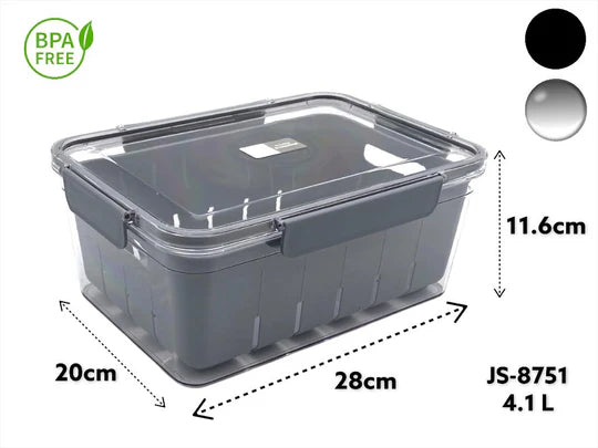 Acrylic Airtight Rectangular Storage Box & Strainer 4.1L