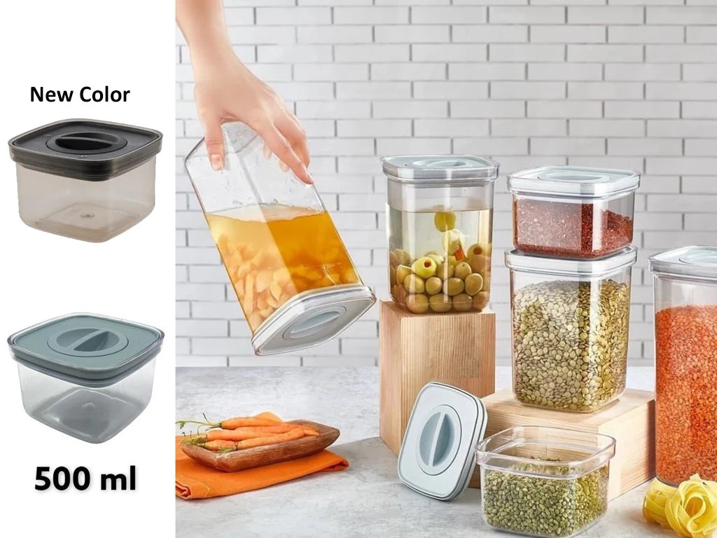 Airtight Liquid Sealed Always Fresh Acrylic Jar 500ml