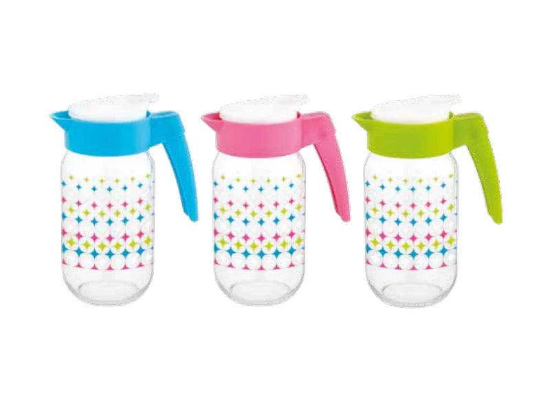 Colorful Diamonds Glass Pitcher with Colored Lid
