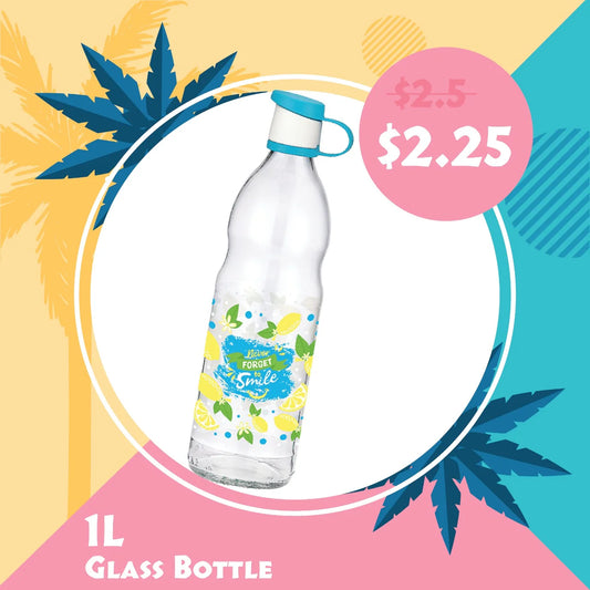 Decorated Glass Bottle, 1 lt