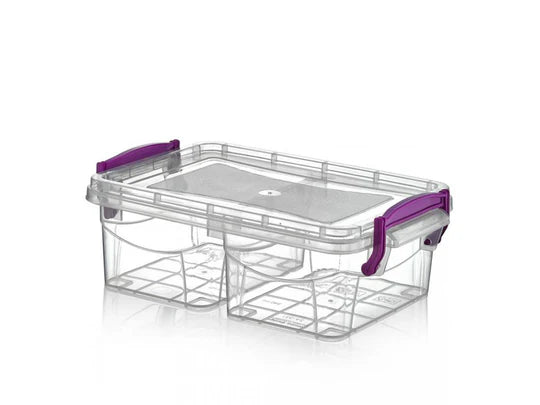 Divided Plastic Rectangular Storage Container 250+250 ml