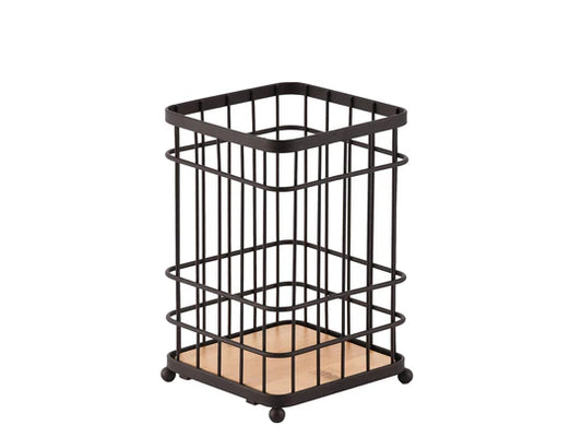 Dosthoff Iron Grid Cutlery Holder With Bamboo Base MB01
