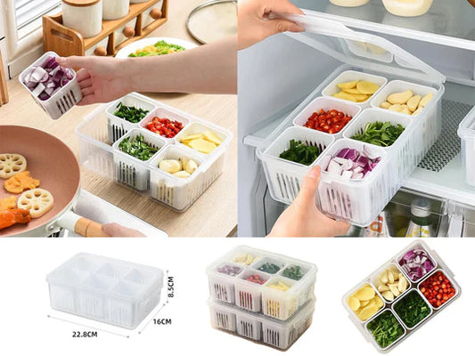 Food Prep Plastic Storage Container with 6 Strainers