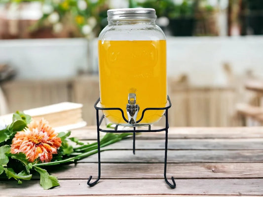Glass Beverage Dispenser 4L on Metal Stand