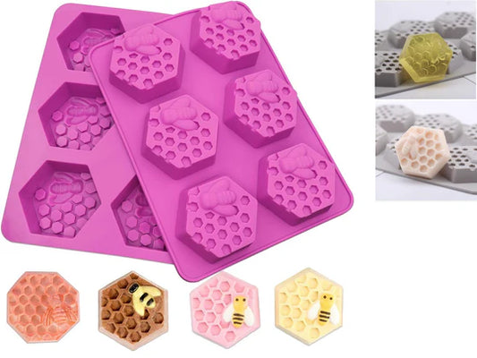 Hexagon Honey Bee Shape Silicone Mold for Soap