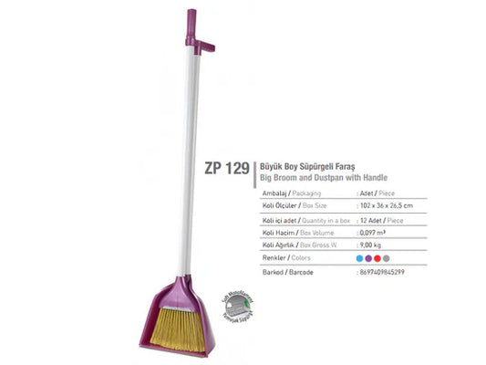 Large Broom with Deep Dustpan