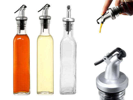 Glass Oil Bottle - 150 ml - 250 ml - 500ml  with Easy Pourer