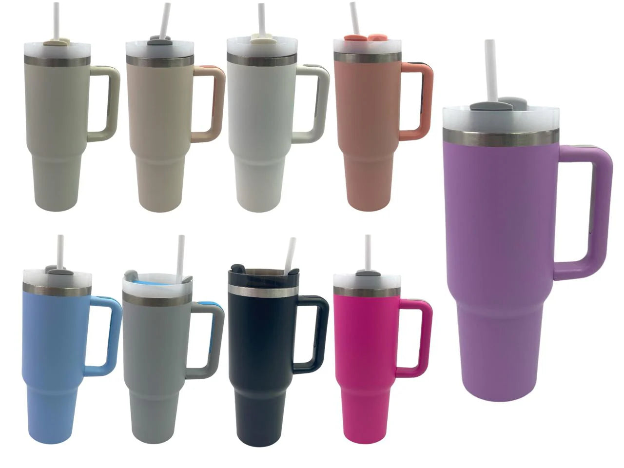 Large SS Tumbler with Handle and Straw 40 OZ 1200ml