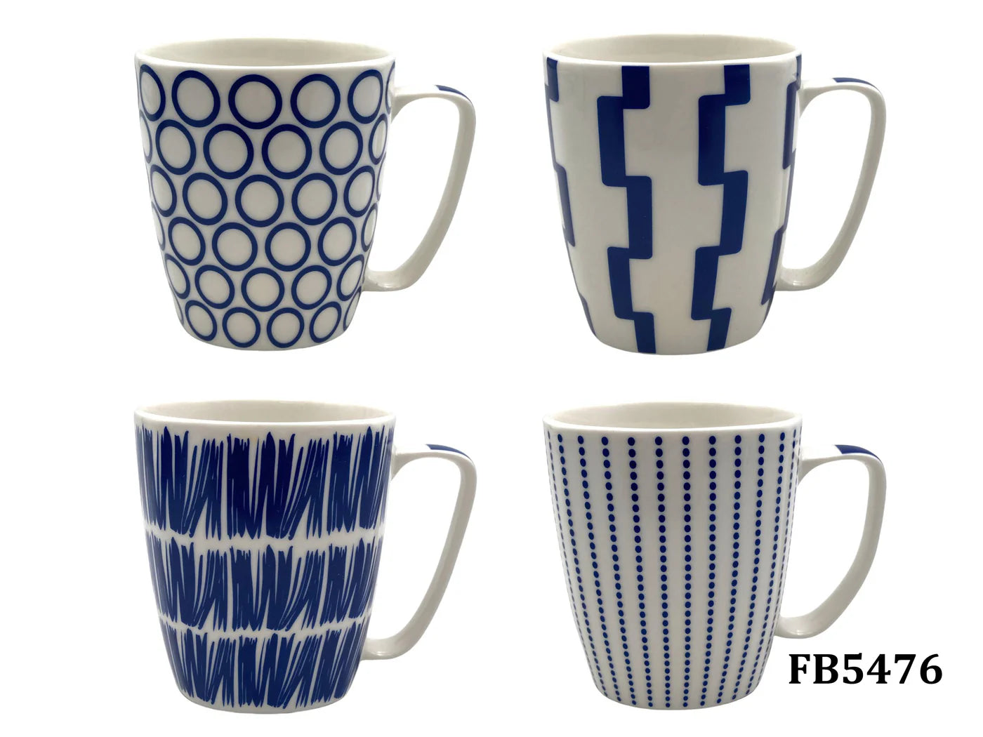 Large Squared Porcelain Mug with Bleu design