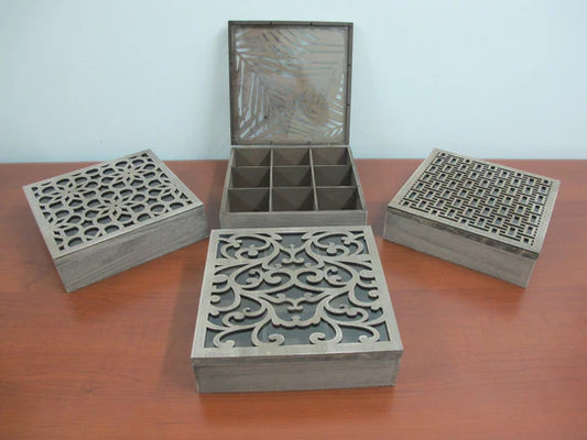 Large Wooden Tea Box 9 compartments