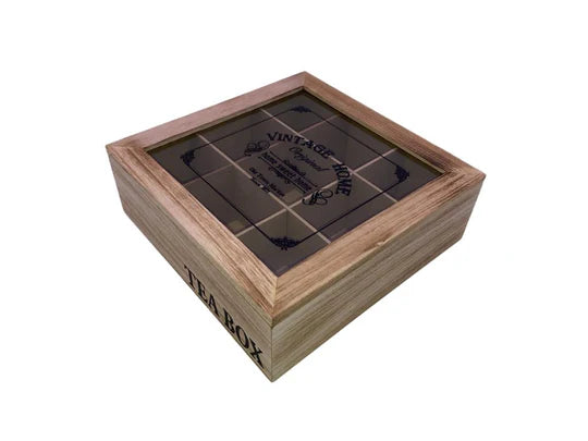 Large Wooden "Vintage Home" Tea Box