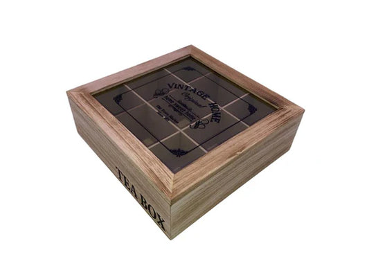 Large Wooden "Vintage Home" Tea Box
