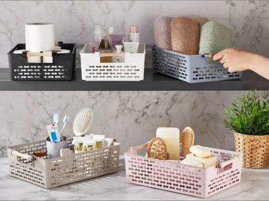 Low Large Size Basket with Wooden Handles 609