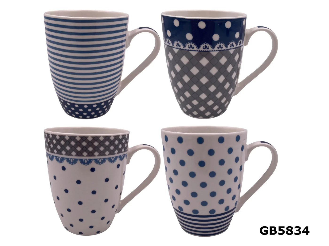 Porcelain Mug with Bleu and Gray Designs