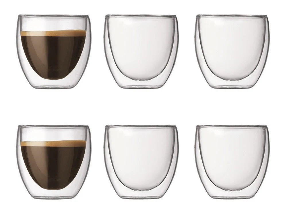 Double Wall Glass Cup 80ml X6